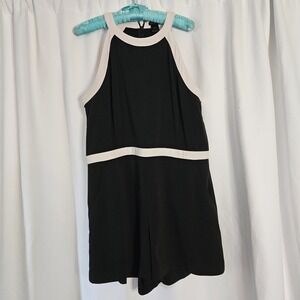 Ann Taylor‎ Womens Black -  White Trim  Romper Size 12 Pockets
